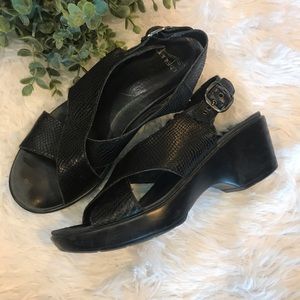 Dansko jacinda black snake sling back sandals
